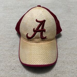 Vintage Alabama Football Crimson Tide Straw Trucker Hat RARE Adjustable